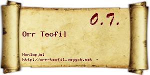 Orr Teofil névjegykártya
